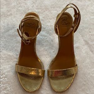 Tory Burch Gold Strappy Heels
